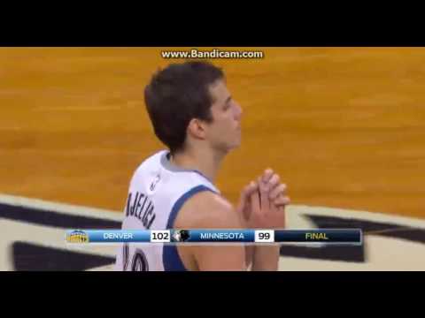 Nemanja Bjelica miss 3-pointer for OT - Minnesota Timberwolves vs. Denver Nuggets - 03/11/2016