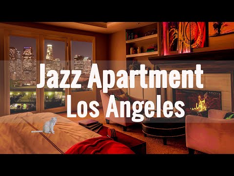 Smooth Jazz Music In Los Angeles Apartment At Night - Relaxing Jazz Music for Sleep, Work, Study