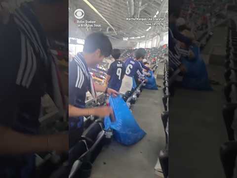 Fans of Japan's national team clean up stands around them after match in Dallas #shorts