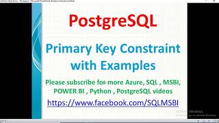 Postgresql Tutorials | Primary Key Constraints in Postgresql | postgresql primary key errors