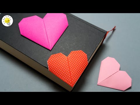 Herz Origami Lesezeichen falten | Origami Buchecke Herz | easy heart bookmark corner - DIY