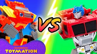 Download lagu Robot Blaze vs. Optimus Prime Transformers Bot #15 | Blaze and the Monster Machines Toys | Toymation mp3