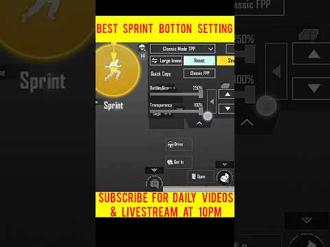 Best sprint button settings I bgmi tips and tricks I #bgmi #gaming #trending #shorts #tipsandtricks