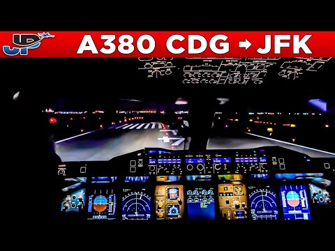 HiFly Airbus A380 Cockpit Paris CDG🇫🇷 to New York JFK🇺🇸