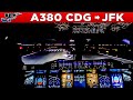 HiFly Airbus A380 Cockpit Paris CDG🇫🇷 to New York JFK🇺🇸