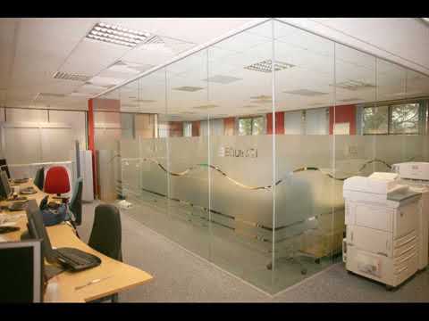 Transparent office partition glass