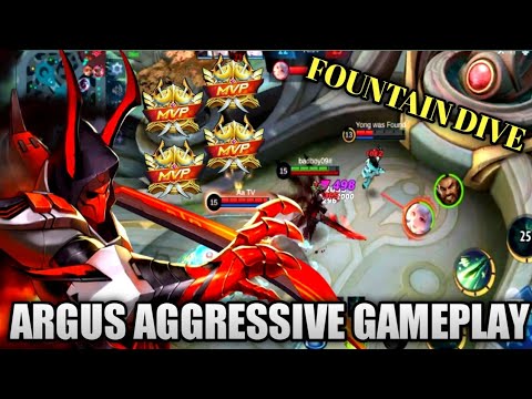 FOUNTAIN DIVE | ARGUS AGGRESSIVE GAMEPLAY (SOLO RANK UP) MOBILE LEGENDS