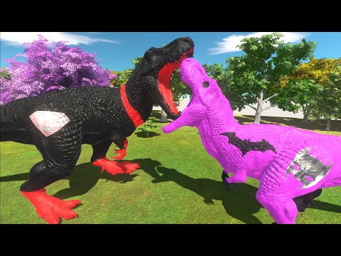 PINK BATMAN T-REX vs DARK T-REX DEATH RUN - Animal Revolt Battle Simulator