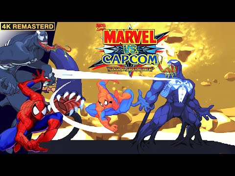 Marvel vs. Capcom Spider-Man & Venom Longplay (Arcade) [4K/Remastered/60FPS]