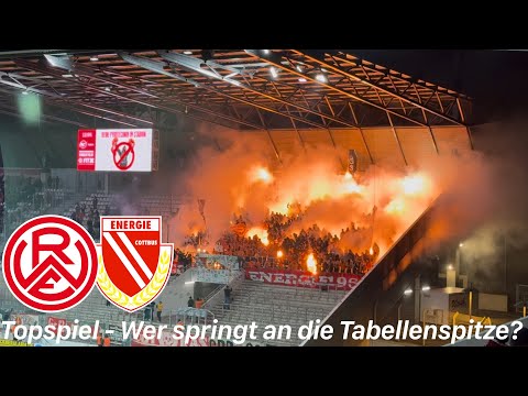 Rot-Weiß Essen - FC Energie Cottbus | Pyroshow, einsingen unter der Tribüne und Choreo im Topspiel