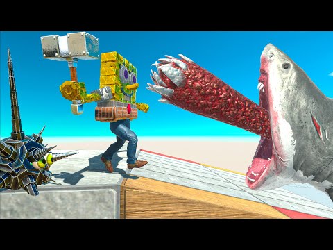 Parkourists vs Megalodon Traps - Animal Revolt Battle Simulator