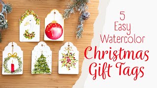 Easy Watercolor Christmas Gift Tags | Beginner Friendly