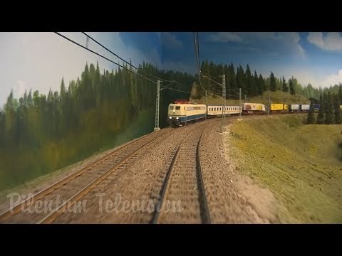 Large Private Model Railroad Layout in HO Scale: Cab Ride with German Trains and Locomotives