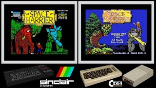 ZX Spectrum vs C64 : SPACE HARRIER (Side by side comparison)