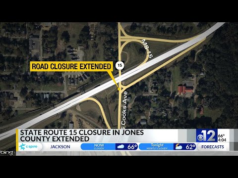 Fechamento da Rota Estadual 15 em Jones County estendido