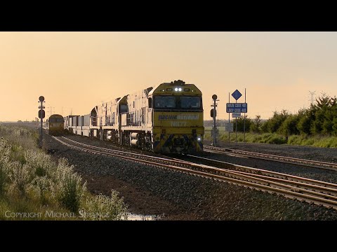 6PM6 Pacific National Container Train Passes Grain Train (17/10/2022) - PoathTV Australian Railways
