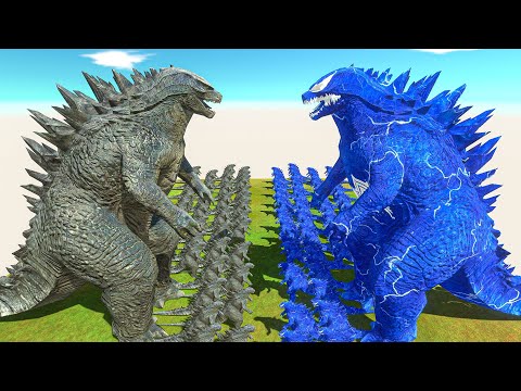 Epic Godzilla War - Growing Godzilla 2014 VS Blue Venom Godzilla, size comparison Godzilla