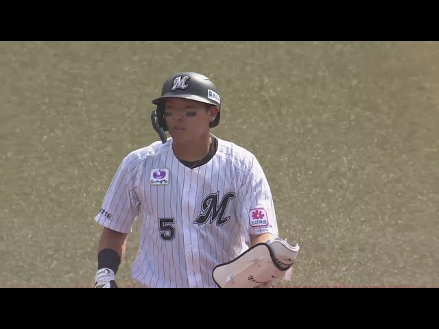 【4回裏】1塁線を破る!! マリーンズ・安田尚憲の先制タイムリー2ベースヒット!!  2024年6月1日 千葉ロッテマリーンズ 対 阪神タイガース