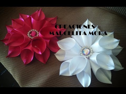 Flor en Picos Liston Satin/ Flor de Fita de Cetin/Easy Flower Ribbon Satin