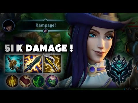 WILD RIFT CAITLYN : THIS CARRY OP NOW ! 51k DAMAGE BUILD INSANE - SEASON 9