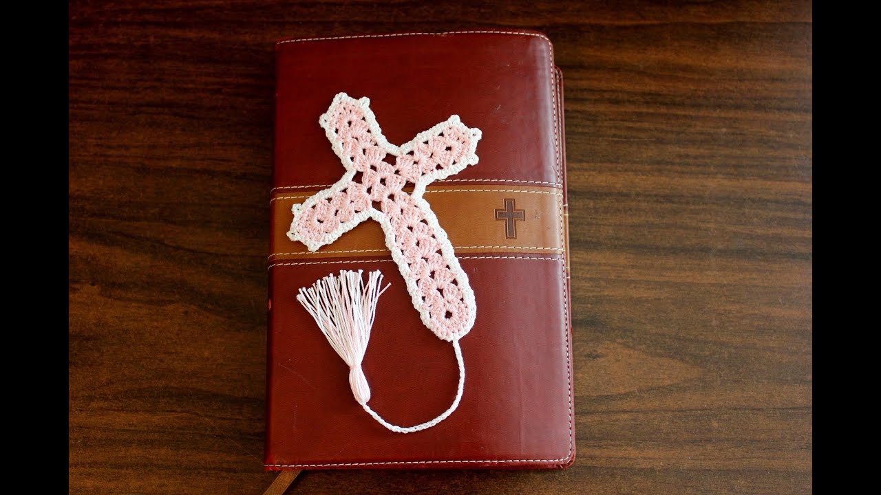 Beautiful Crochet Cross Bookmark tutorial - Right Handed