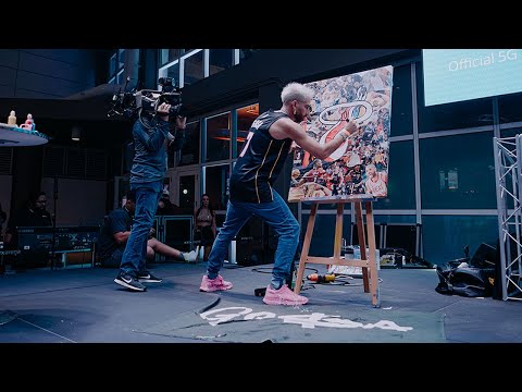 Victor GOSA paints live at the Miami Heat game, Art Basel 2022
