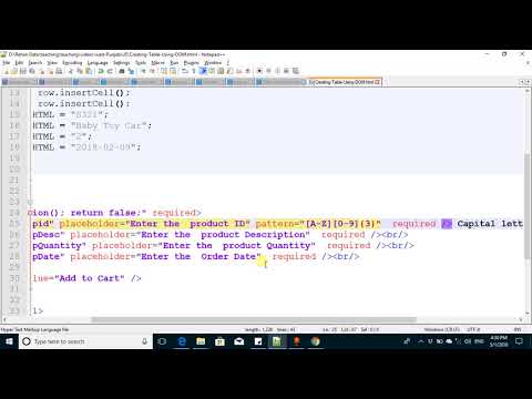 Filling Html Table From Html Form Using Dom Javascript