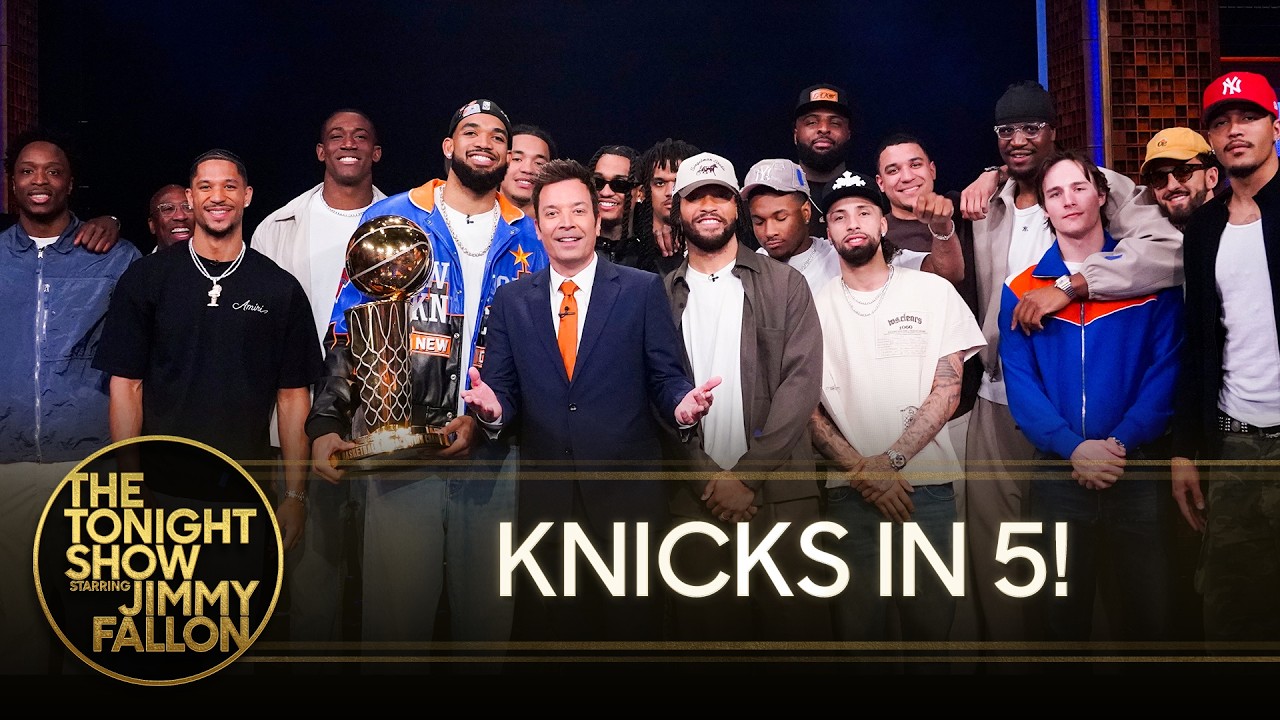 NBA Champion New York Knicks Crash Jimmy's Monologue | The Tonight Show Starring Jimmy Fallon - YouTube