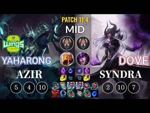 JAG Yaharong Azir vs Dove Syndra Mid - KR Patch 11.4