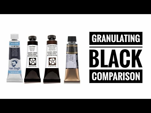 Granulating Black Watercolor Comparison - Daniel Smith - Mijello Mission Gold - Van Gogh