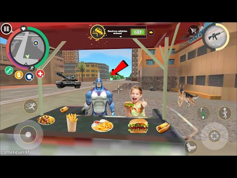 Rope Hero: Vice Town (Rope Hero Sell Hot Dogs Food)Food Shop on Police Station - Android Gameplay HD