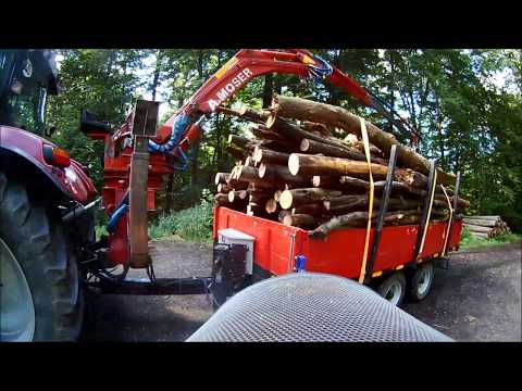 Langholz laden mit Dreipunktkran und Dreiseitenkipper