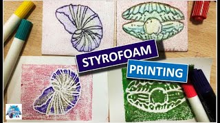 Styrofoam Printing Sea shells | Polystyrene Printing | Easy Printmaking | How to do Printmaking