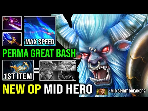 NEW OP MID HERO 1st Item Echo Sabre Spirit Breaker Brutal Charge Speed Perma Bash Dota 2