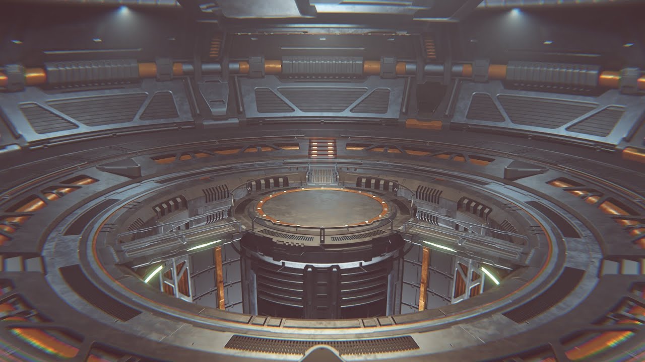 Sci-fi industrial Hangar Scene - Rework-Tessla 3D Model