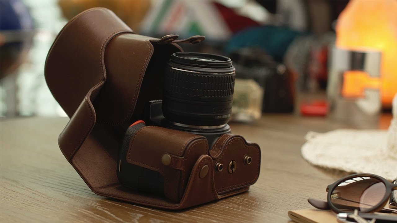 Handmade Genuine Real Leather Half Camera Case Bag Cover For Samsung NX500 Brown Color