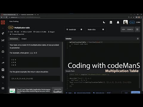 Learn JavaScript | Codewars 6 kyu Season 2 - Multiplication Table
