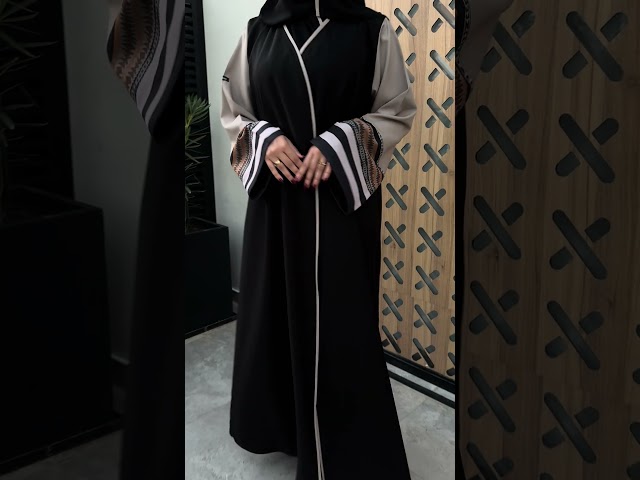 عباية ميني ميت واقف اكمام لينن كتان وشيفون