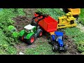 Siku farming tractors - stop motion fastrac fendt John Deere bulldozer tipping trailer - stop motion