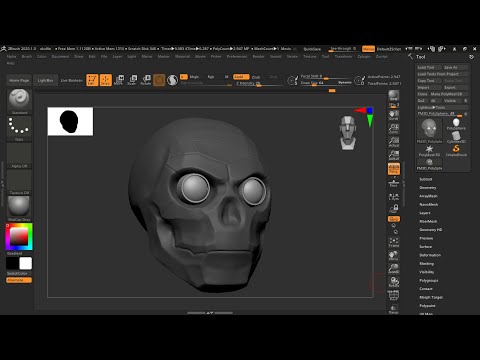 hard surface modelling in zbrush 2020 - robot skull