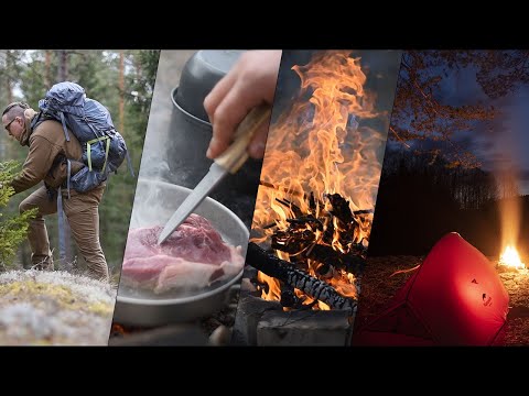 Solo hiking and backpacking around river Ula in Dzūkija National Park - Lithuania  - camping video