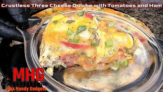 Crustless Three Cheese Quiche with Tomatoes and Ham