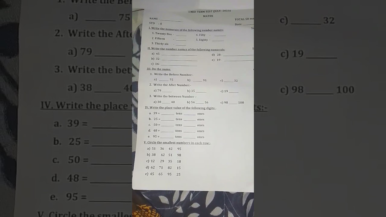 #2 std #Mathematics # midterm #questionpaper