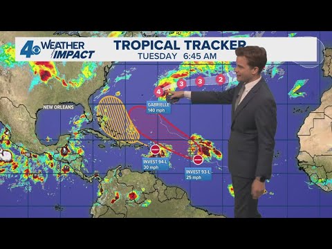 Tuesday 7 AM Tropical Update: Hurricane Gabrielle remains a Category 4, now turning east
