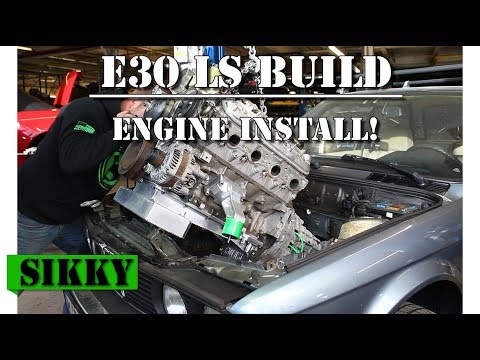 BMW E30 LS2 Build Pt 4 | Installing the Engine & Trans | SIKKY Manufacturing