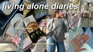LIVING ALONE DIARIES 🌸  grocery shopping, spring clothing haul, being productive, new nails, & more!
