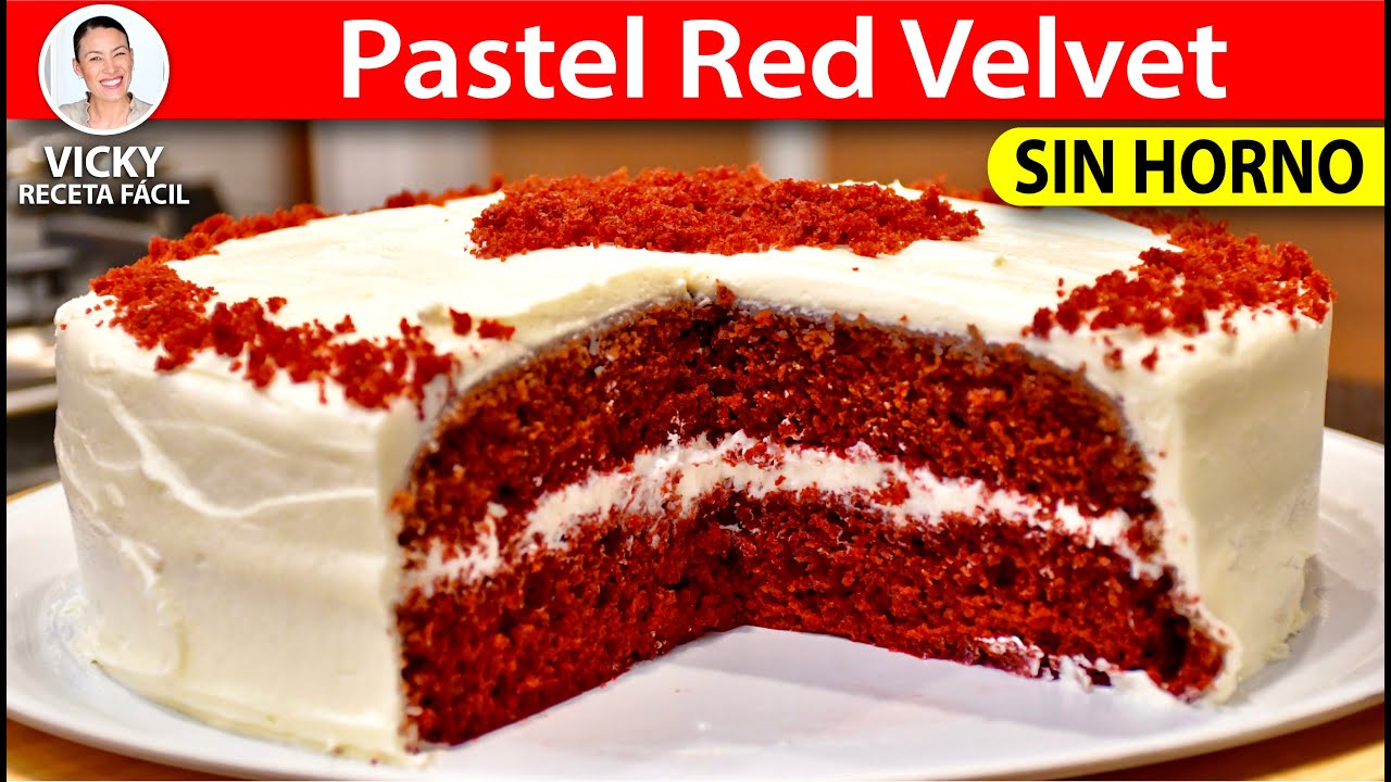 ❤️PASTEL RED VELVET SIN HORNO | #VickyRecetaFacil