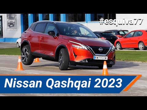 Nissan Qashqai e-POWER 2023 – Maniobra de esquiva (moose test) y eslalon (slalom) | km77.com