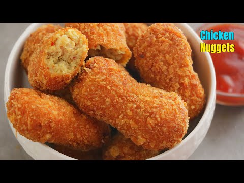 చికెన్ నగ్గెట్స్ | How to make Homemade crispy Chicken Nuggets Recipe in Telugu by Vismai Food
