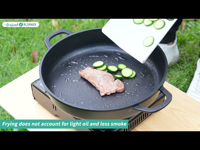 قدر قلي المونيوم بطبقة غير لاصقة 36 سم- يمنع التصاق الطعام، سهل التنظيف، متين ويدوم طويلًا،ضمان سنتان